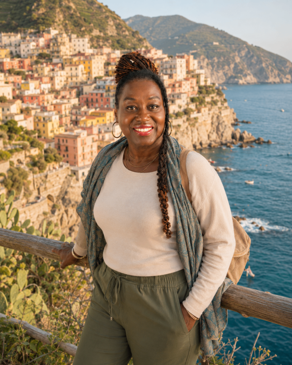 Hilary Rose above Cinque Terre